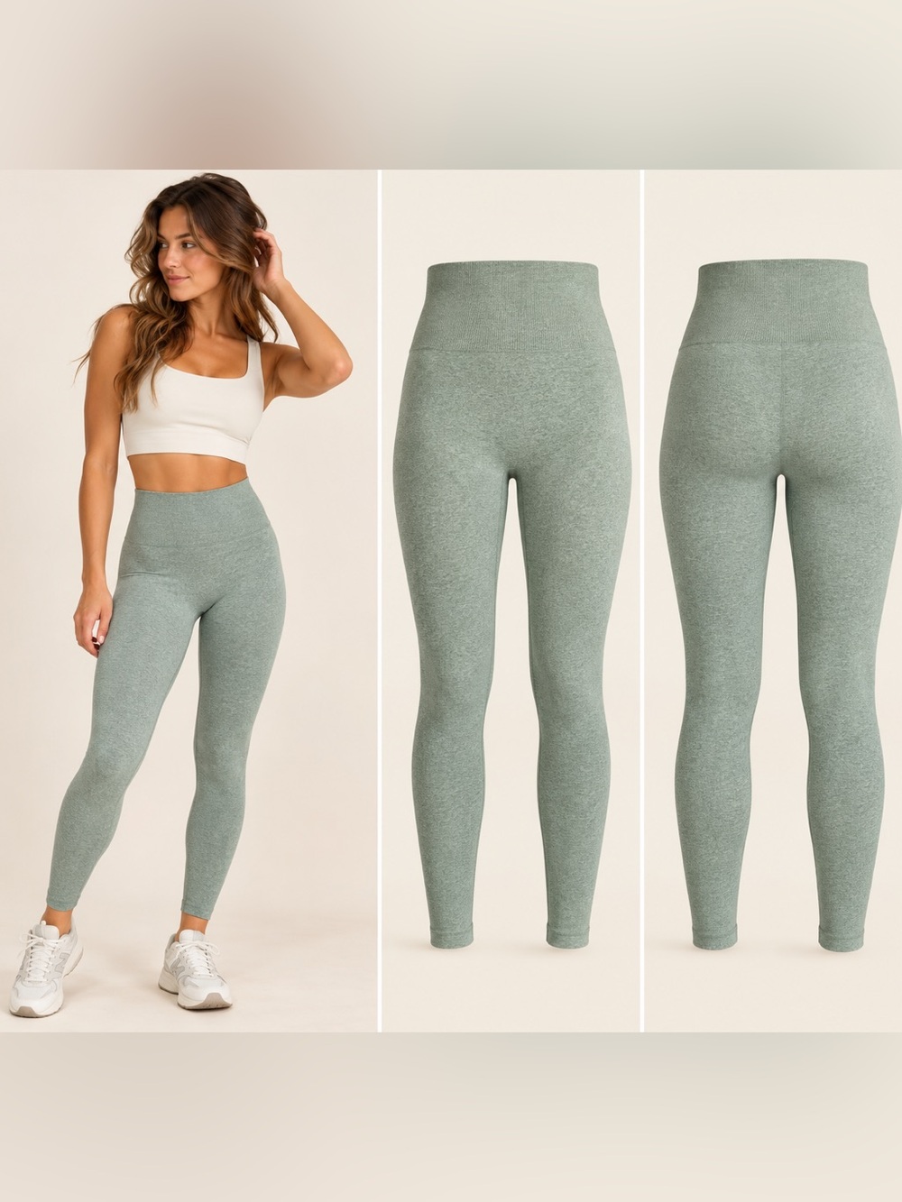 PINKSAVIOR Seamless High Waist 7/8 Leggings Sage Green M